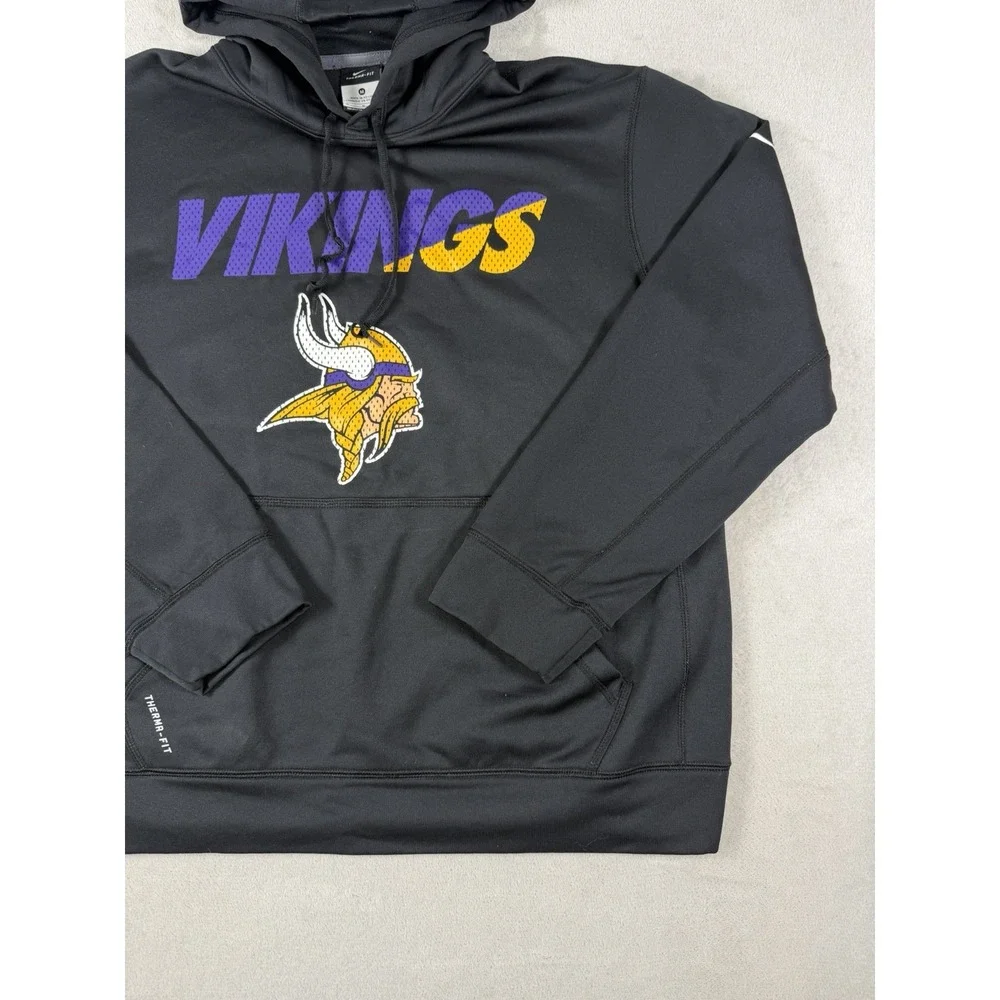 Nike Minnesota Vikings Therma-FIT Hoodie Mens Medium Black Purple Gold NFL